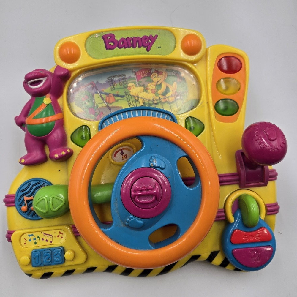2002 Barney Steering Wheel Driving‎ Electronic Learning Interactive Toy - Works